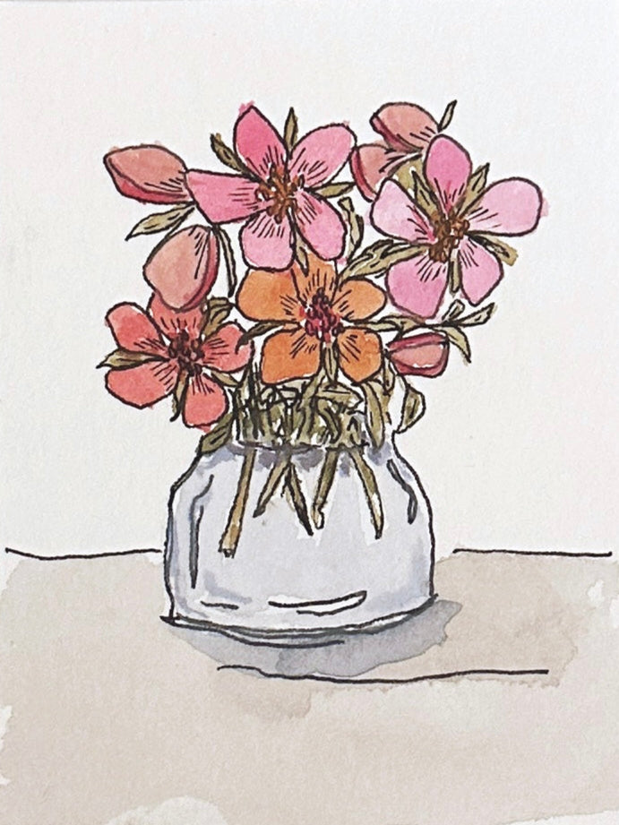 Mini Watercolor Blooms (framed)